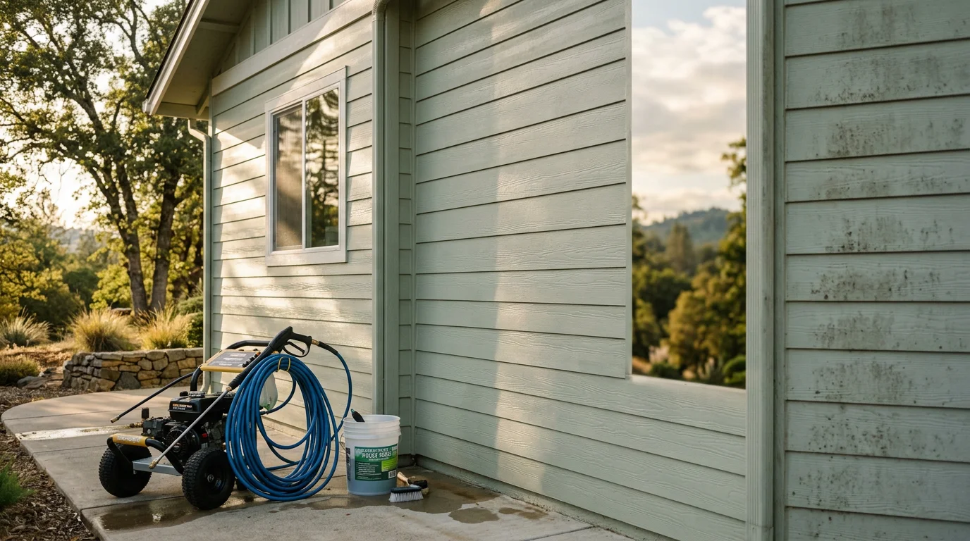 Clean home siding after professional cleaning service